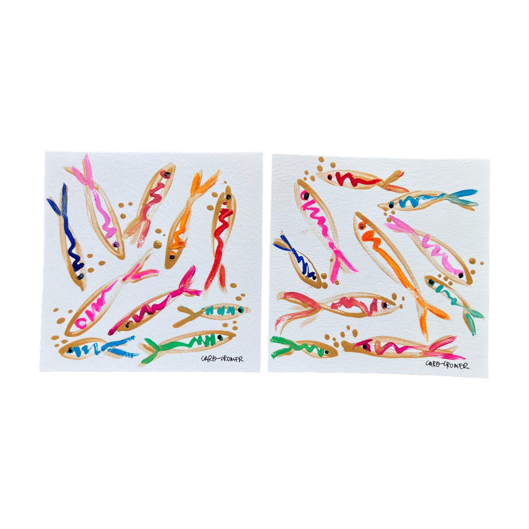 Two 6x6 Fish Paintings