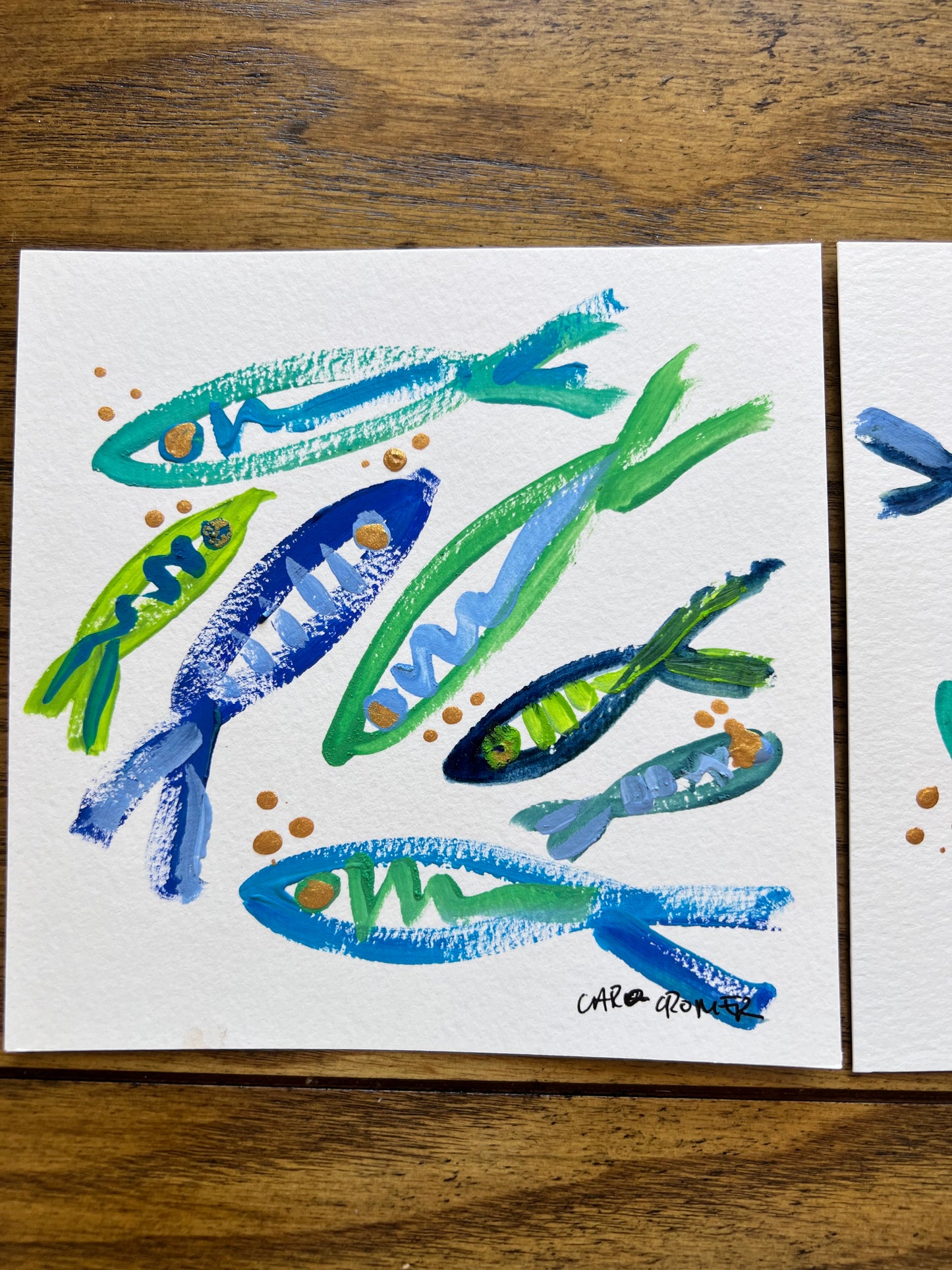 Two 6x6 Fish Paintings