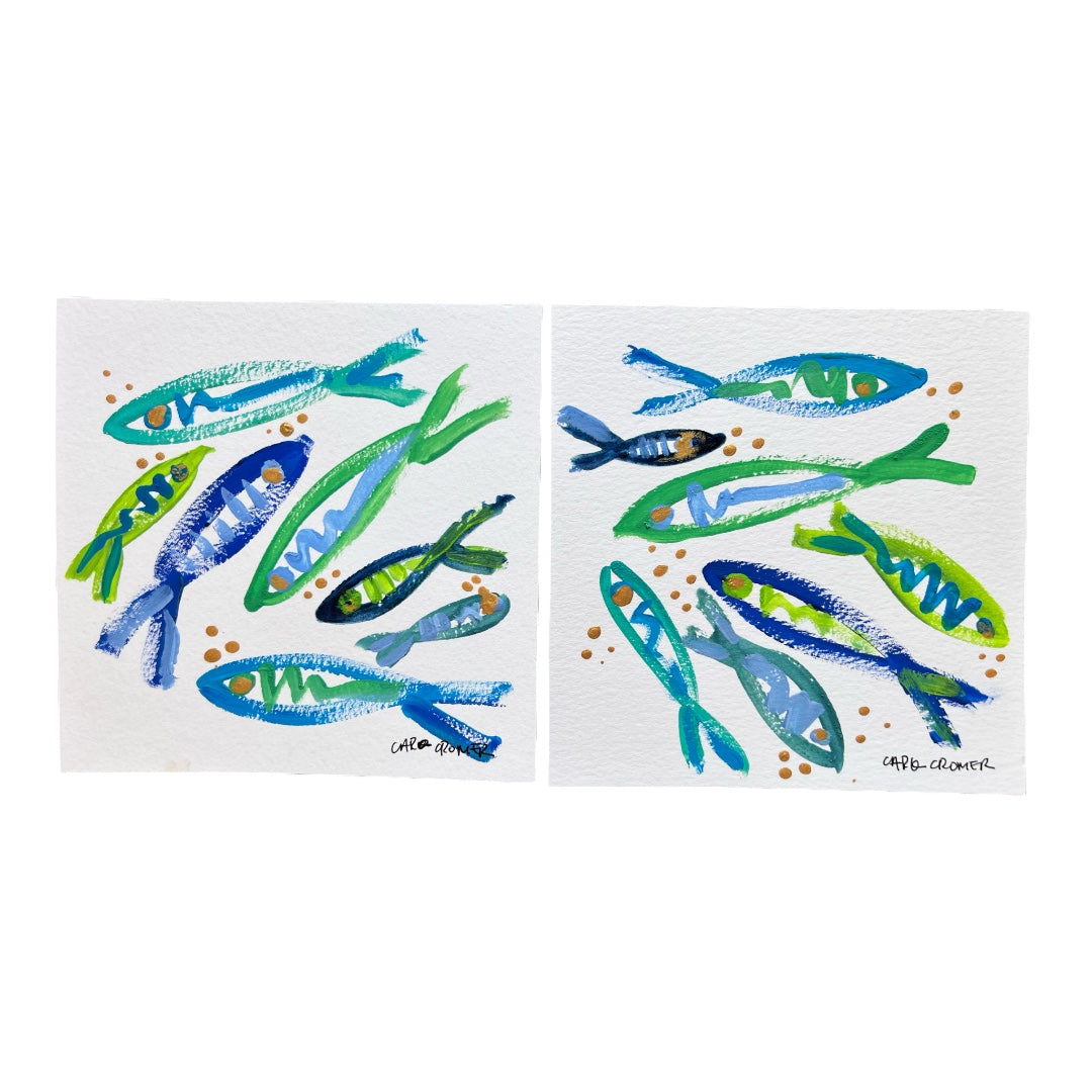 Two 6x6 Fish Paintings