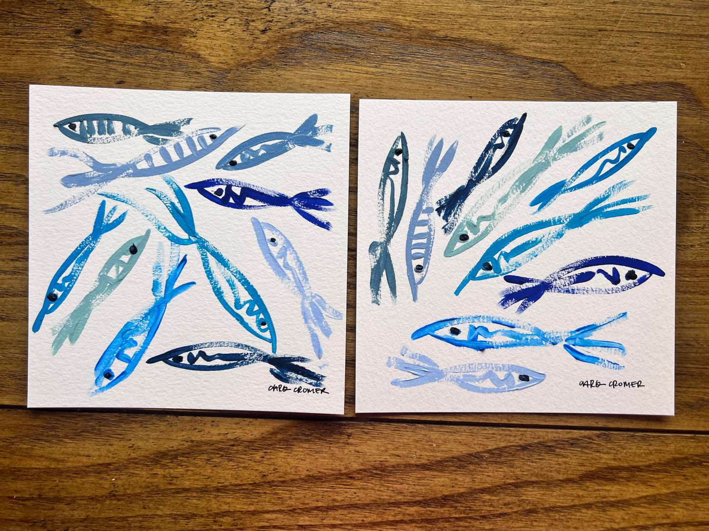 Two 6x6 Fish Paintings