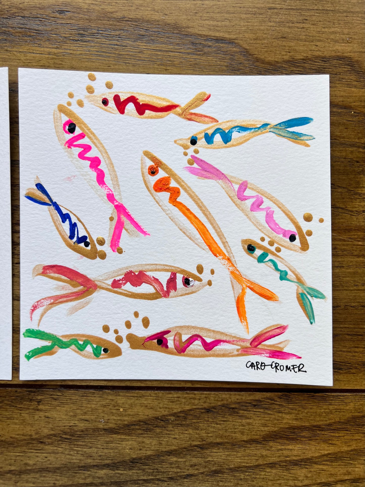 Two 6x6 Fish Paintings