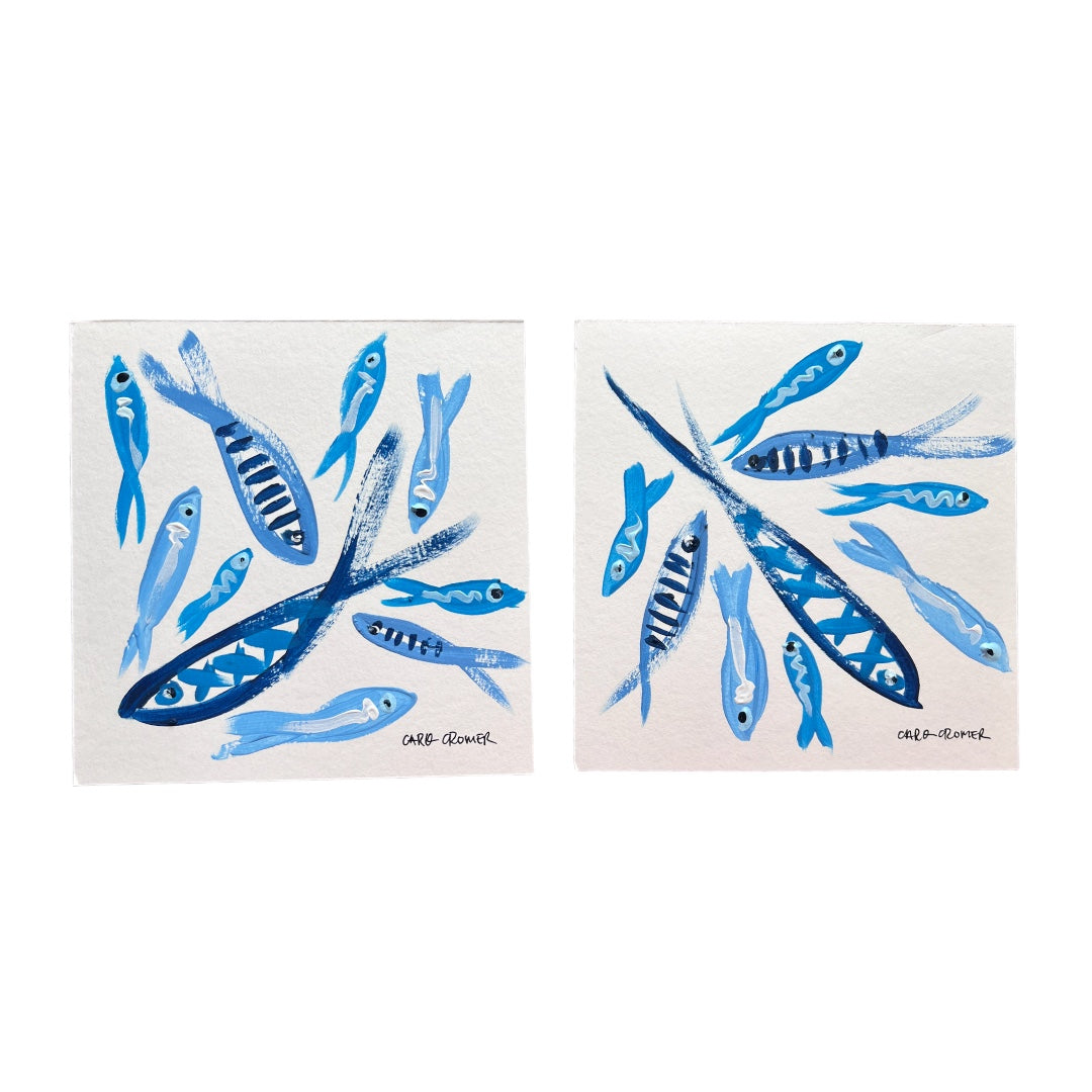 Two 6x6 Fish Paintings