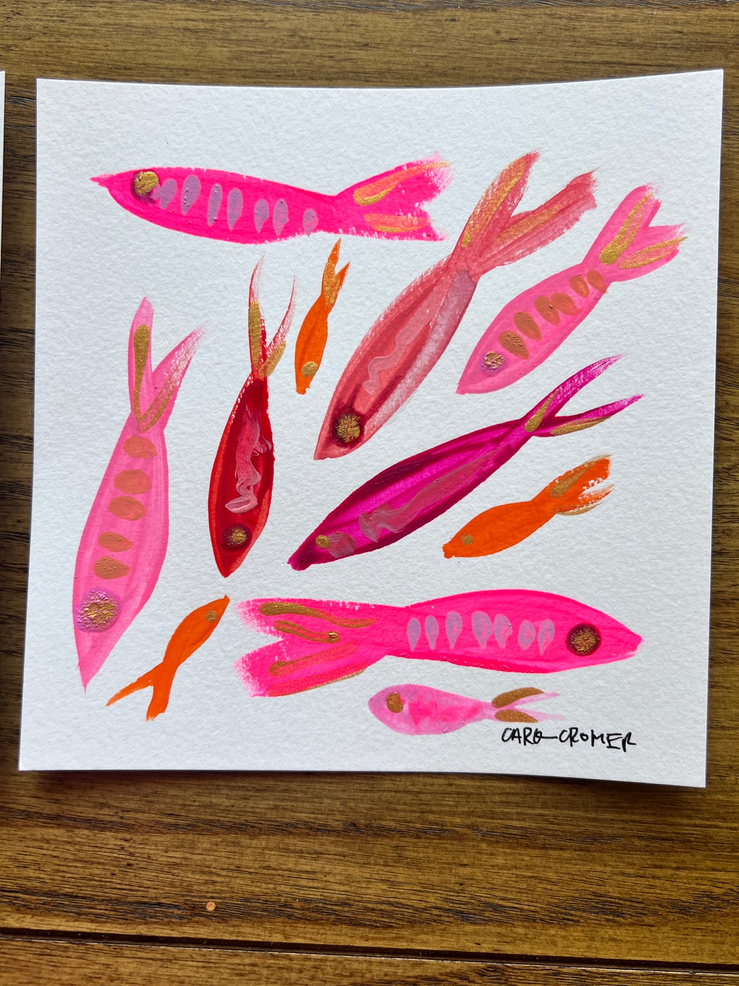 Two 6x6 Fish Paintings