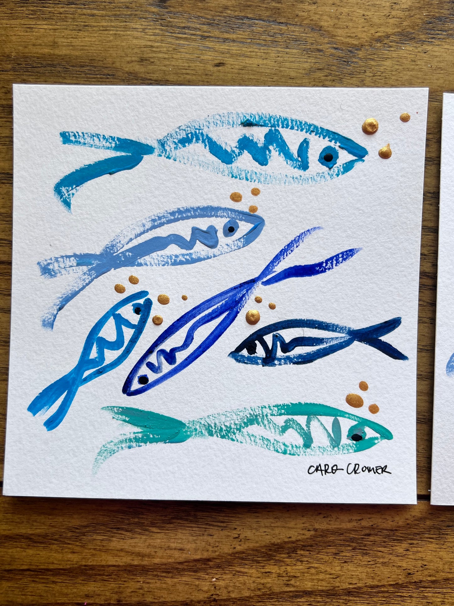 Two 6x6 Fish Paintings