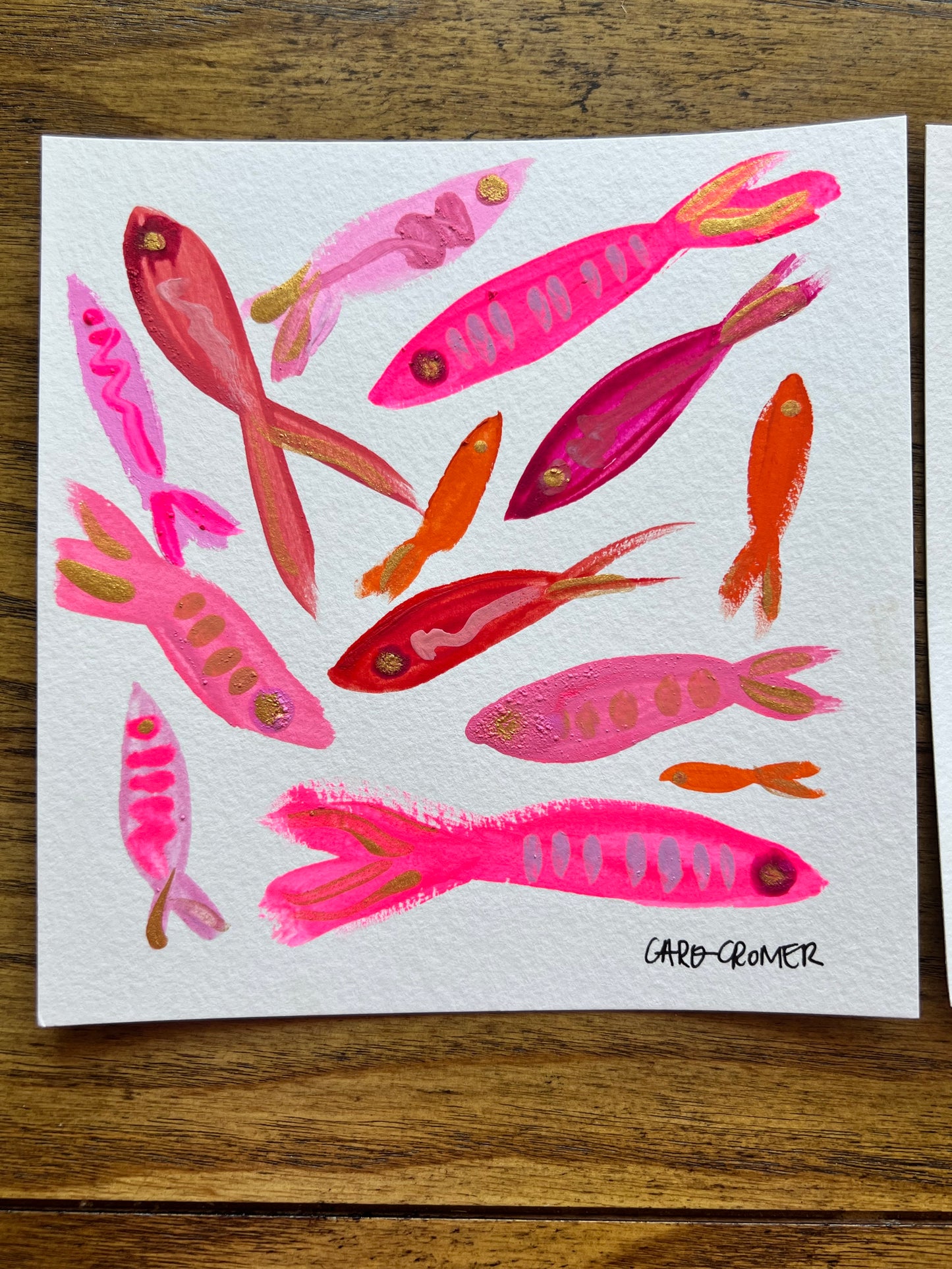 Two 6x6 Fish Paintings