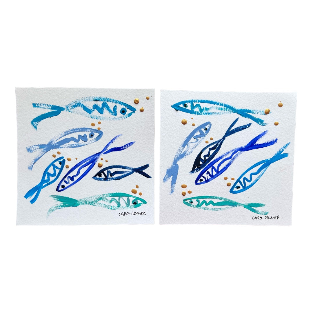 Two 6x6 Fish Paintings