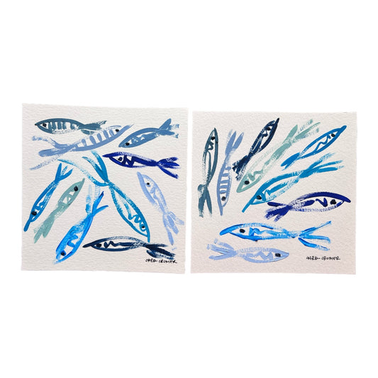 Two 6x6 Fish Paintings