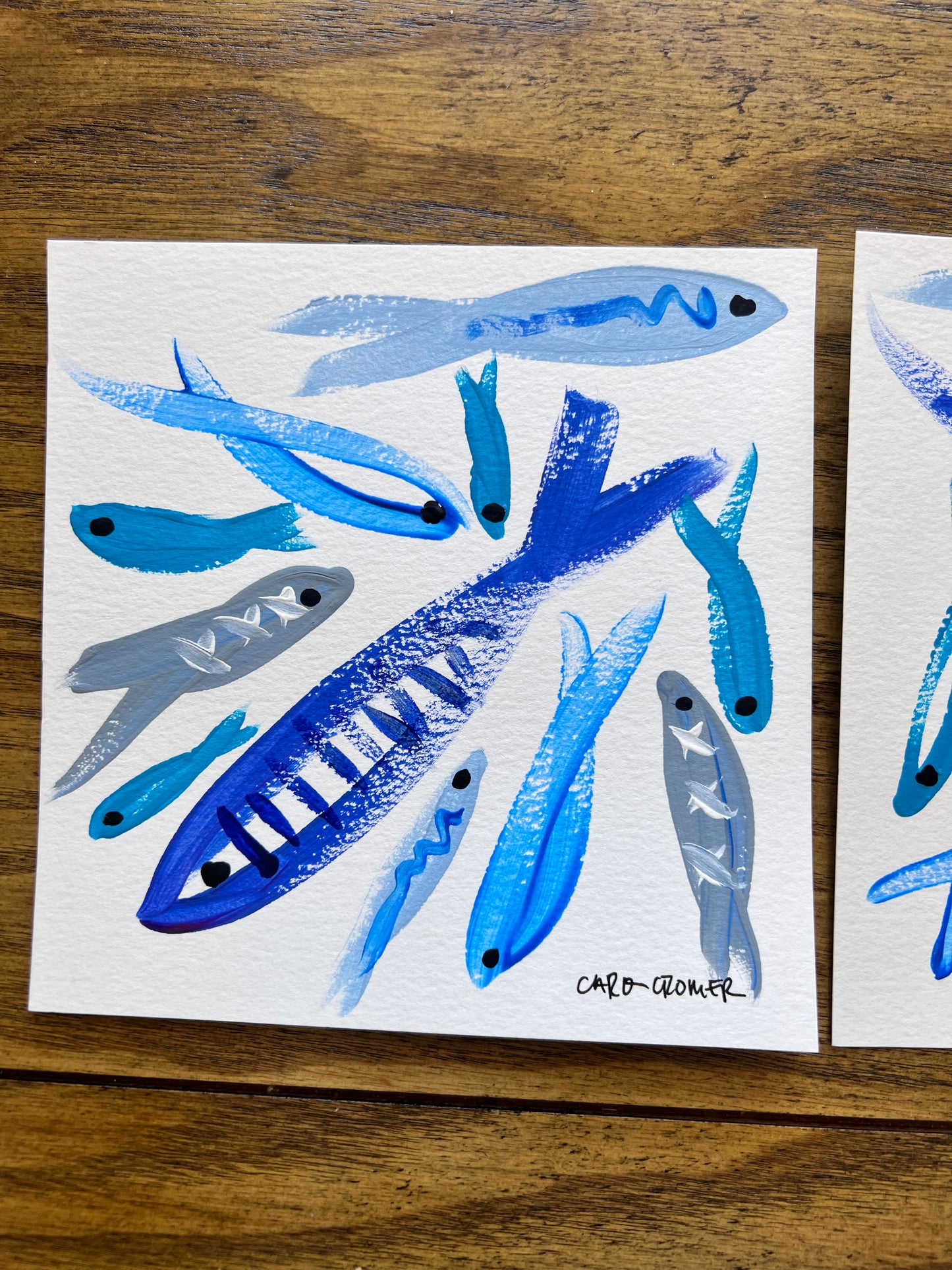 Two 6x6 Fish Paintings
