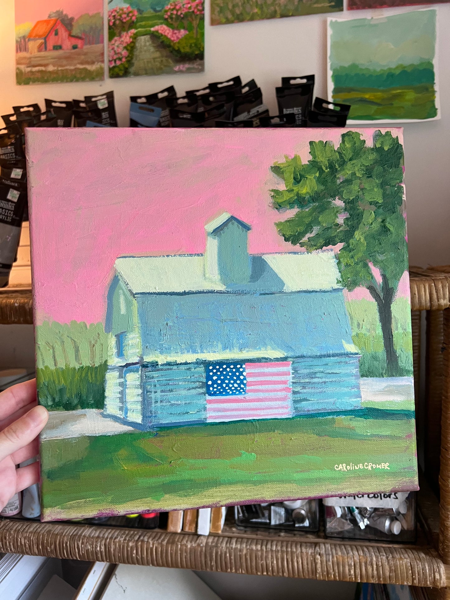 12x12 American Flag Barn Canvas