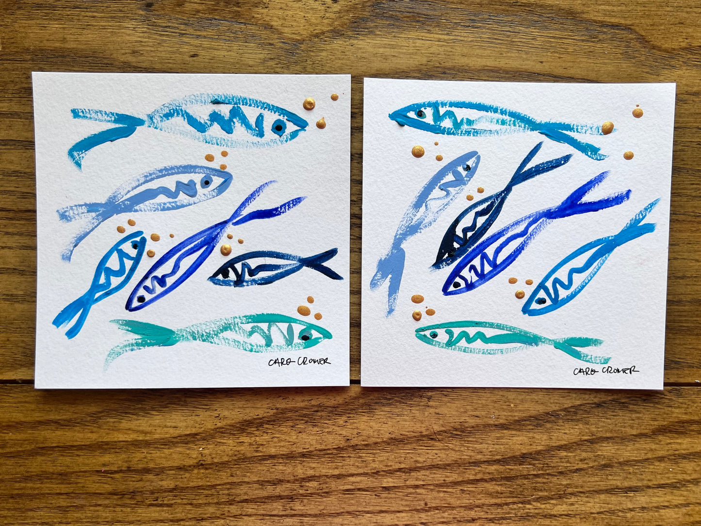 Two 6x6 Fish Paintings