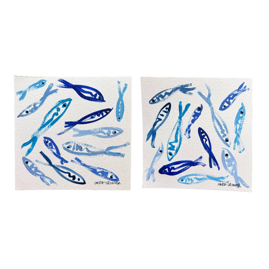 Two 6x6 Fish Paintings