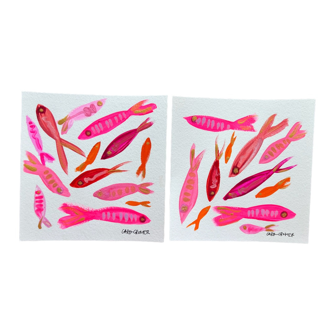 Two 6x6 Fish Paintings