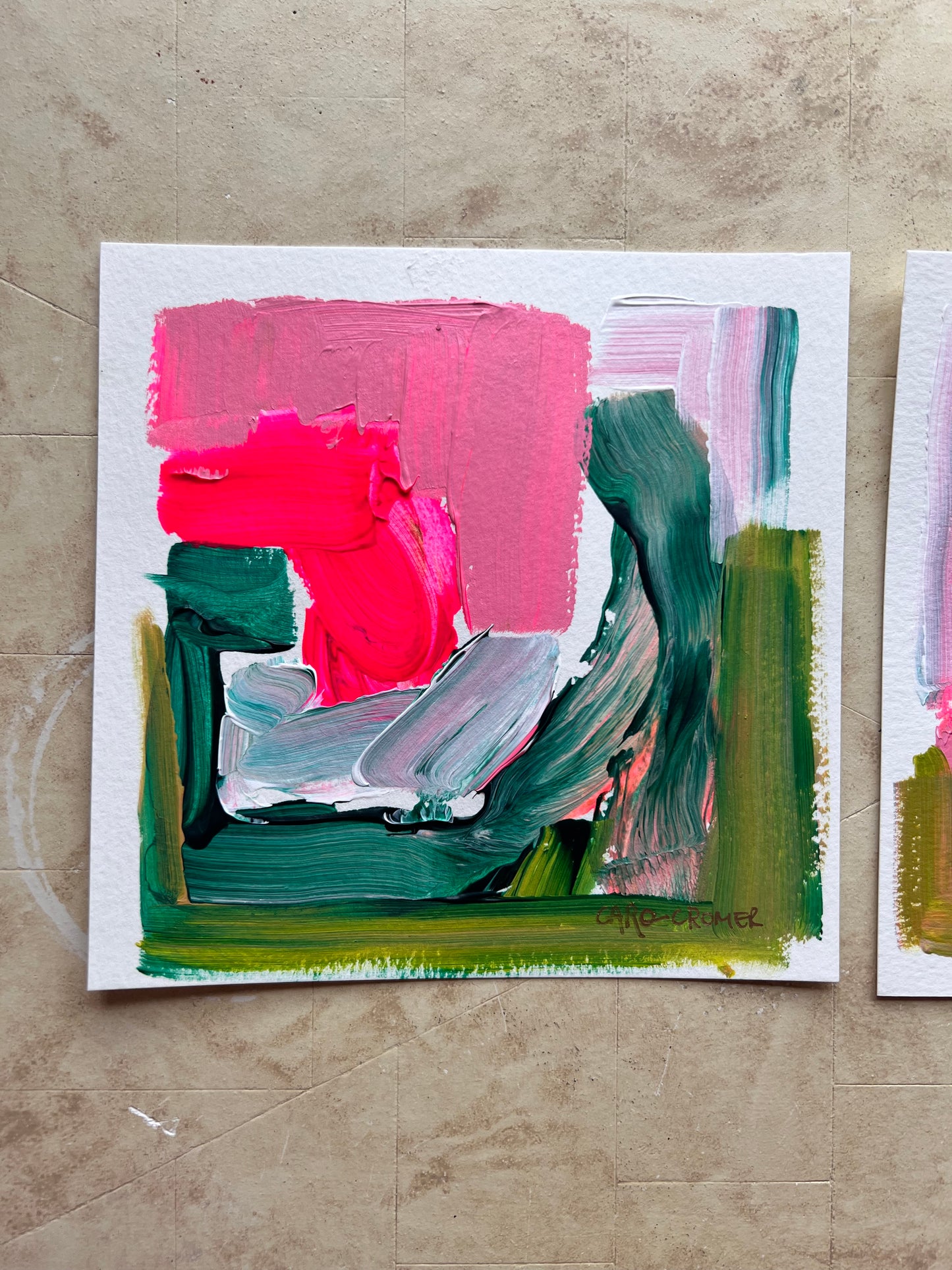 Set of Two 6x6 Abstract Paintings