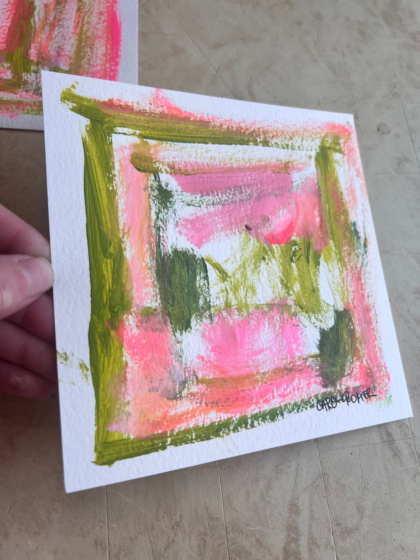 Set of Two 6x6 Abstract Paintings