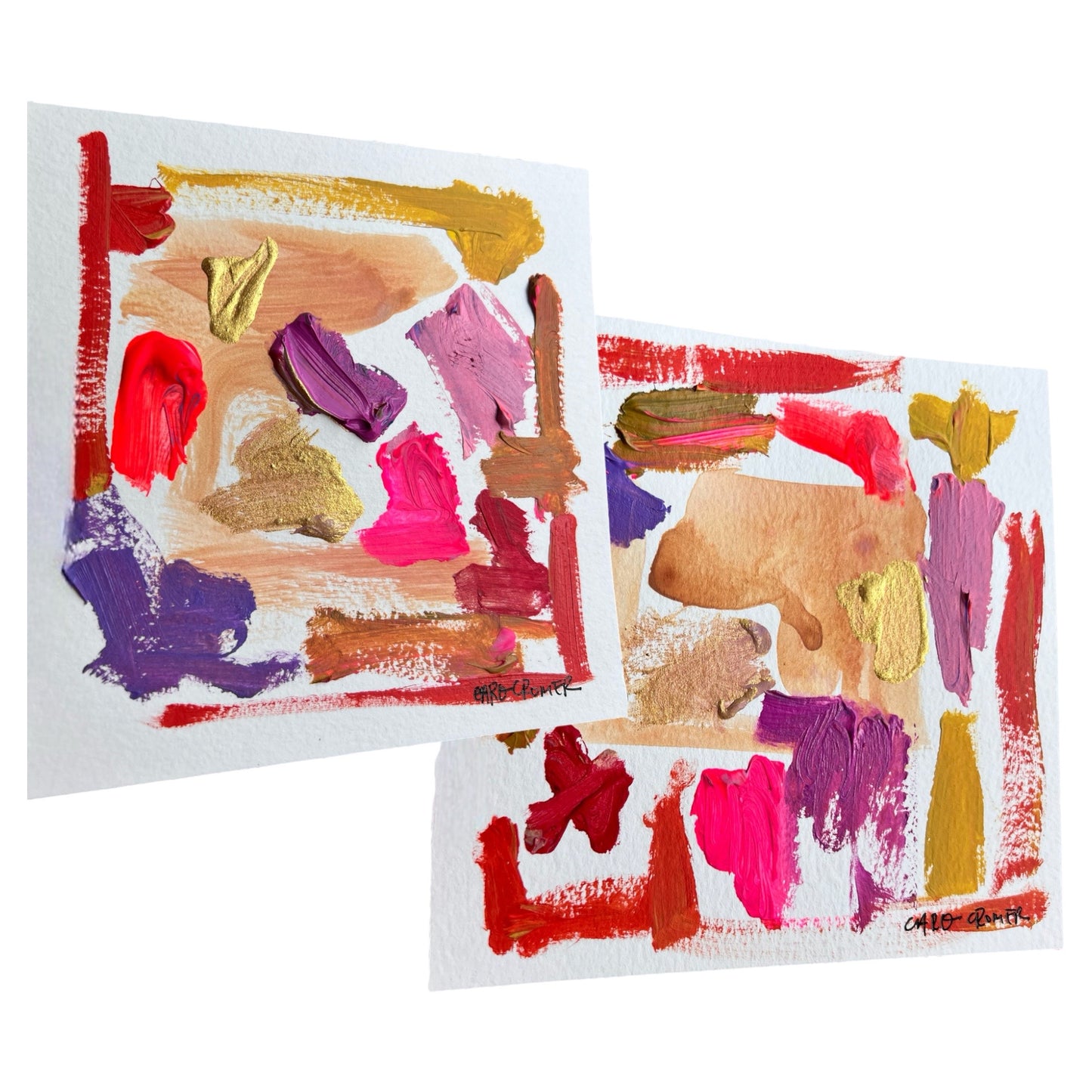 Set of Two 6x6 Abstract Paintings