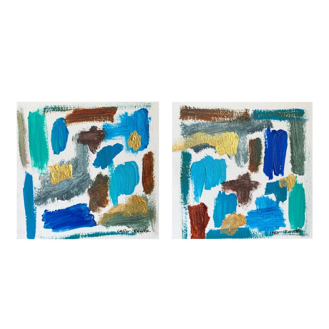 Set of Two 6x6 Abstract Paintings