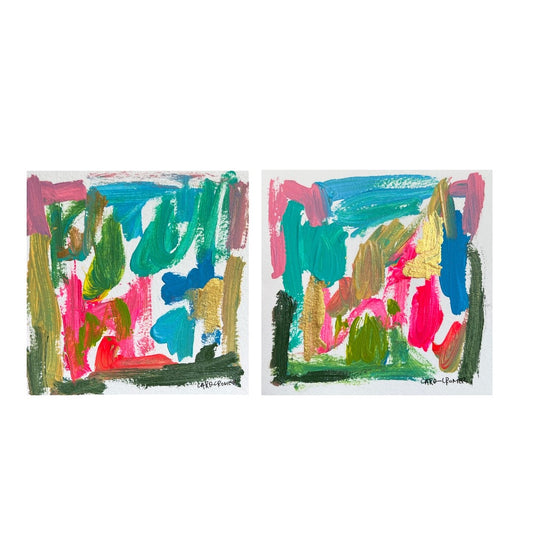 Set of Two 6x6 Abstract Paintings