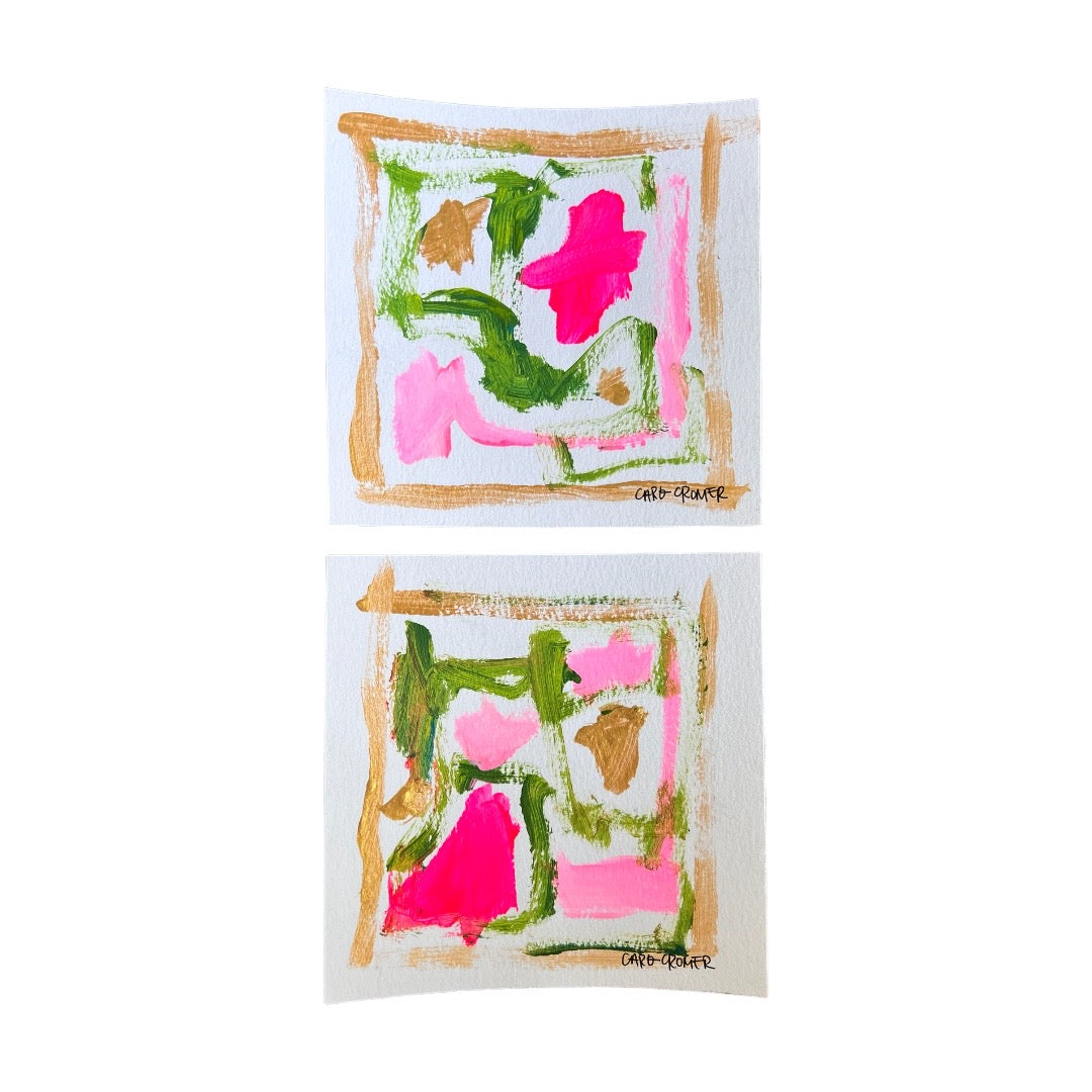 Set of Two 6x6 Abstract Paintings