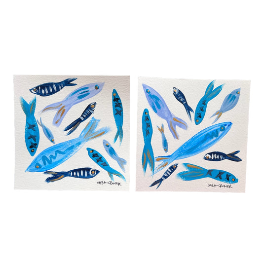 Two 6x6 Fish Paintings