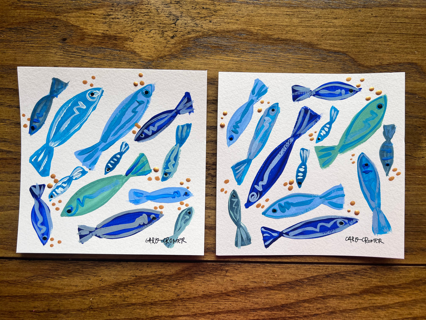 Two 6x6 Fish Paintings