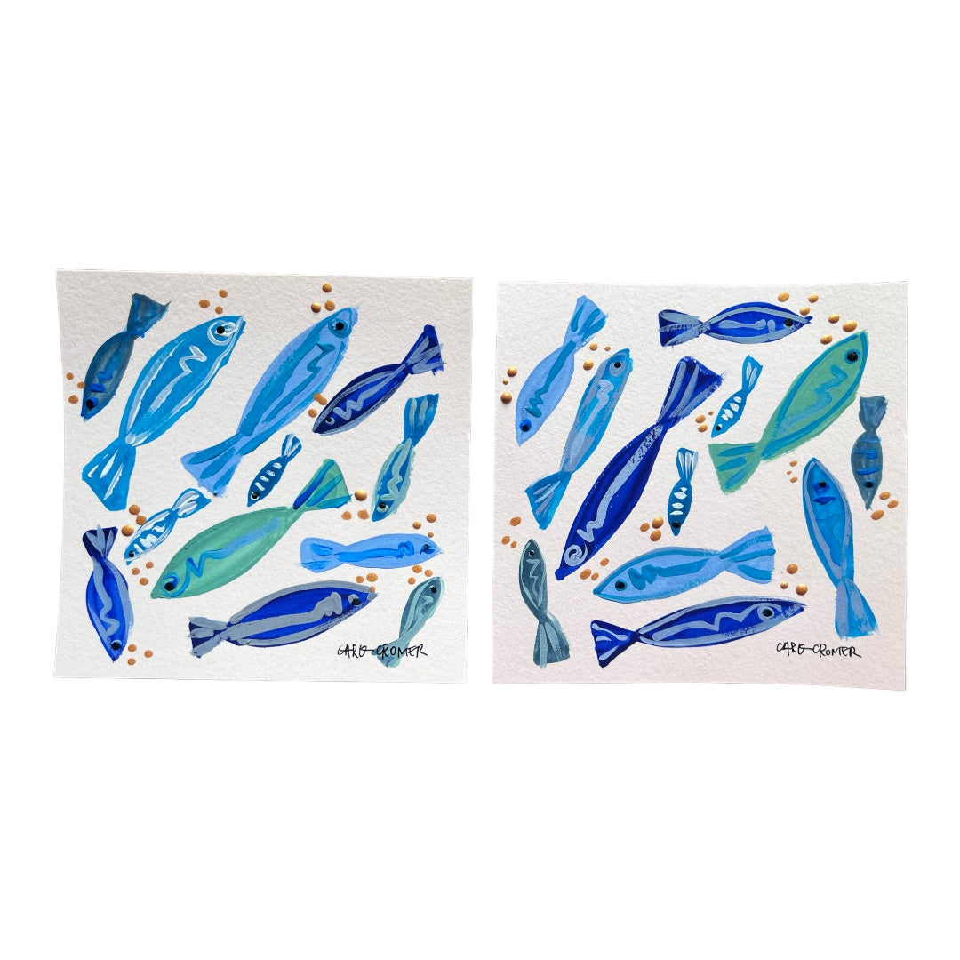 Two 6x6 Fish Paintings