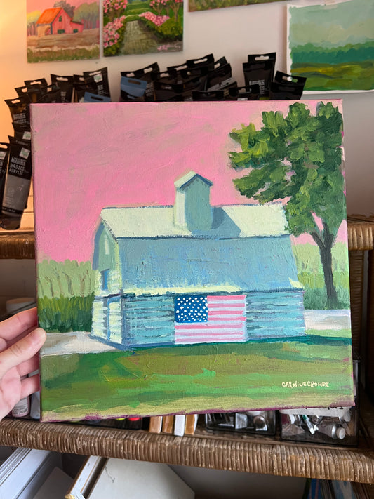 12x12 American Flag Barn Canvas