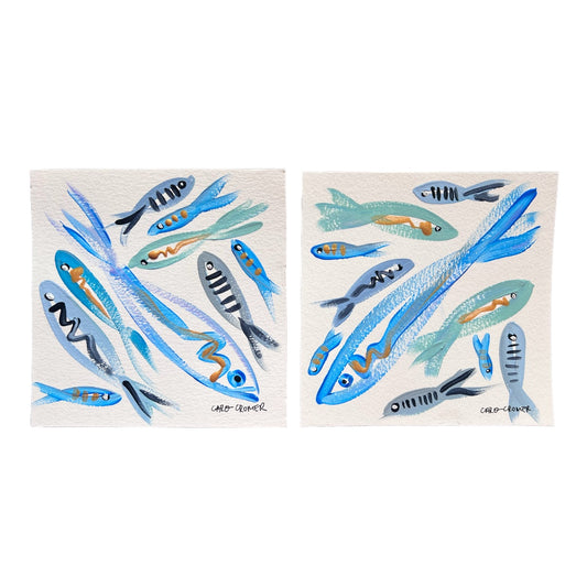 Two 6x6 Fish Paintings