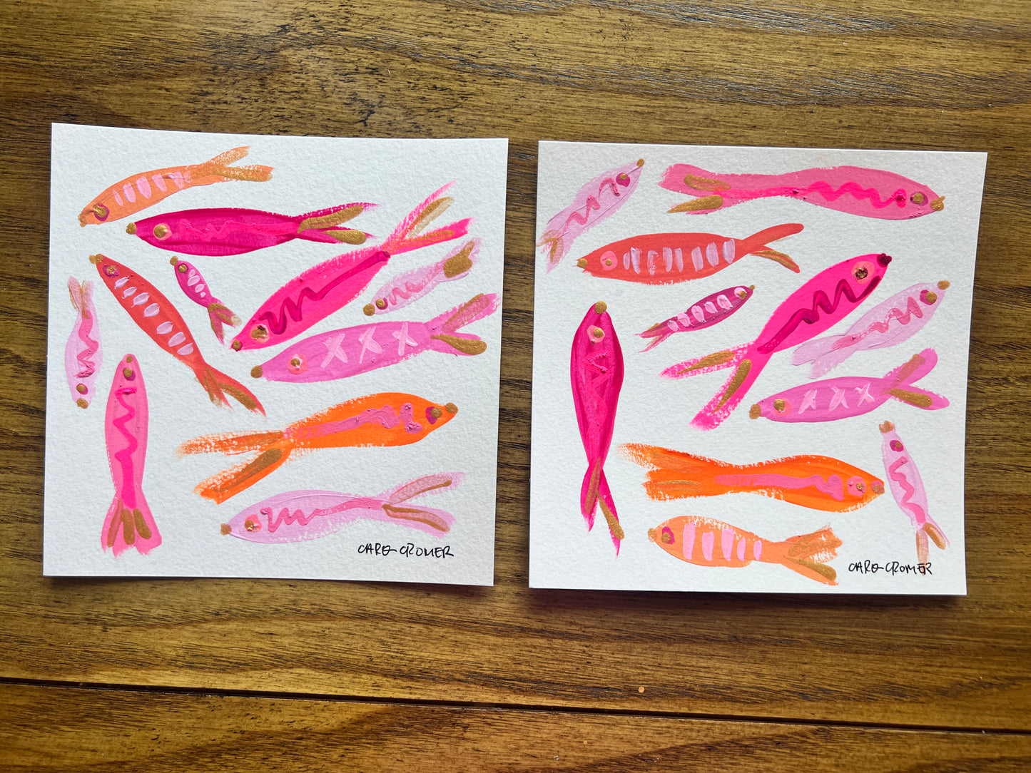 Two 6x6 Fish Paintings