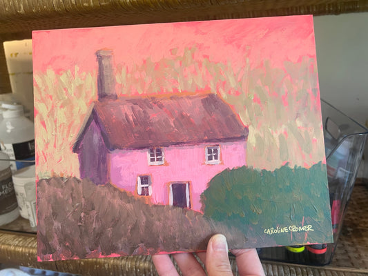 8x10 Pink House Canvas Panel