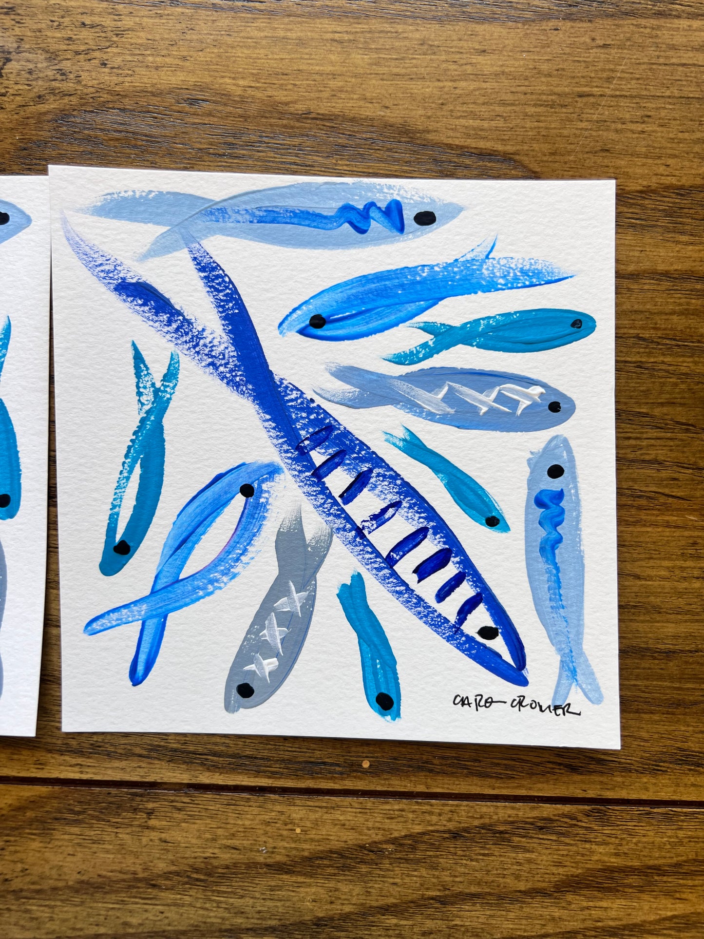 Two 6x6 Fish Paintings