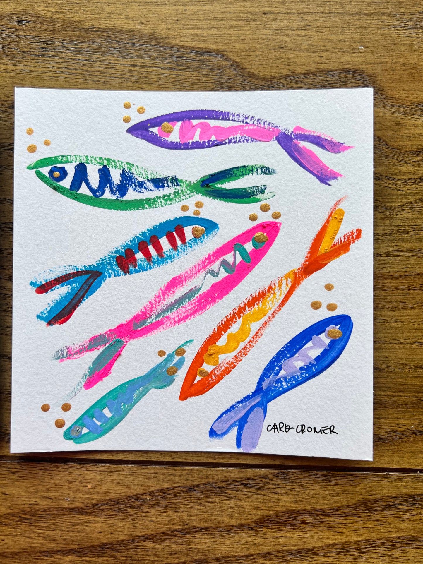 Two 6x6 Fish Paintings