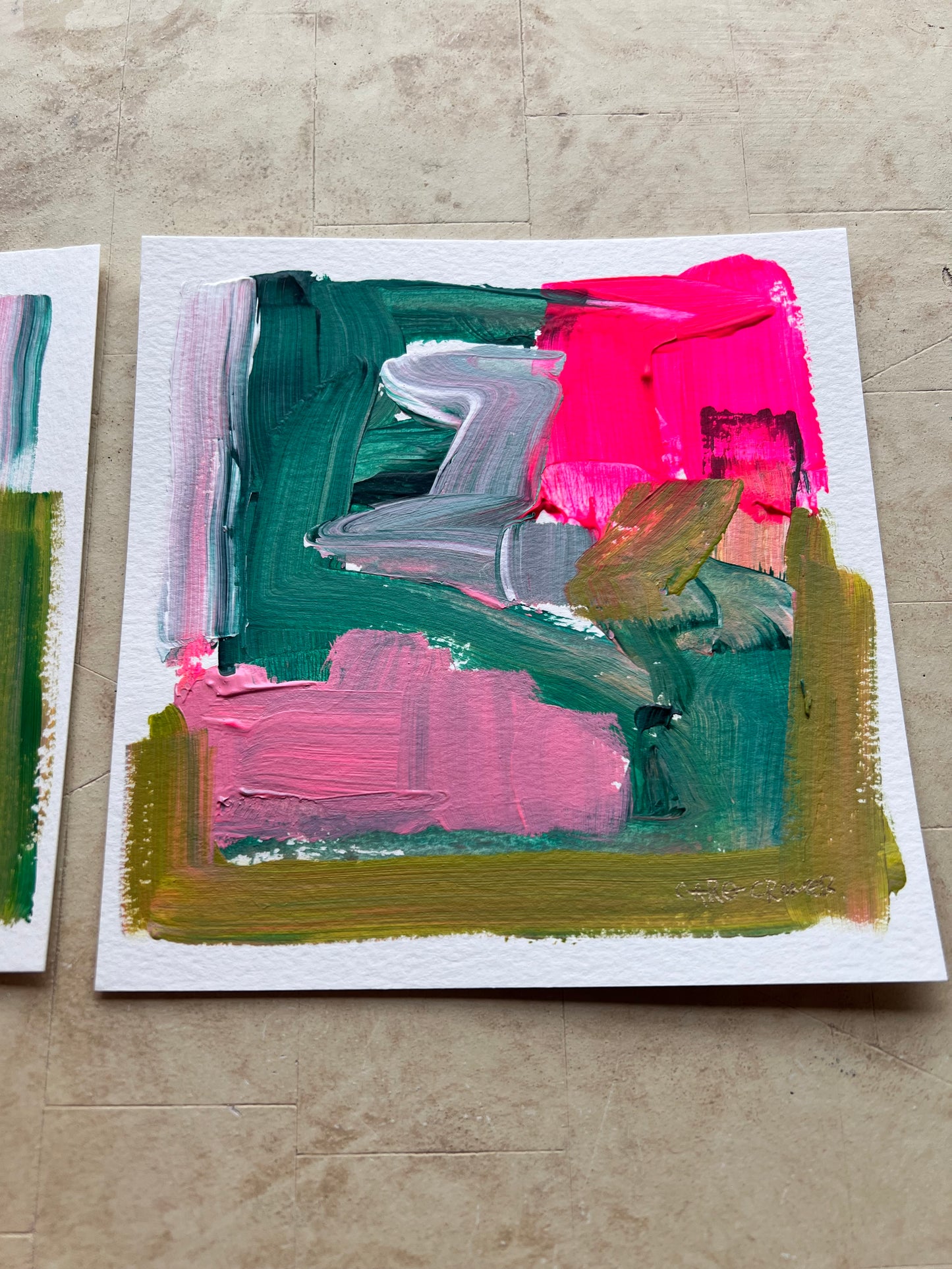 Set of Two 6x6 Abstract Paintings