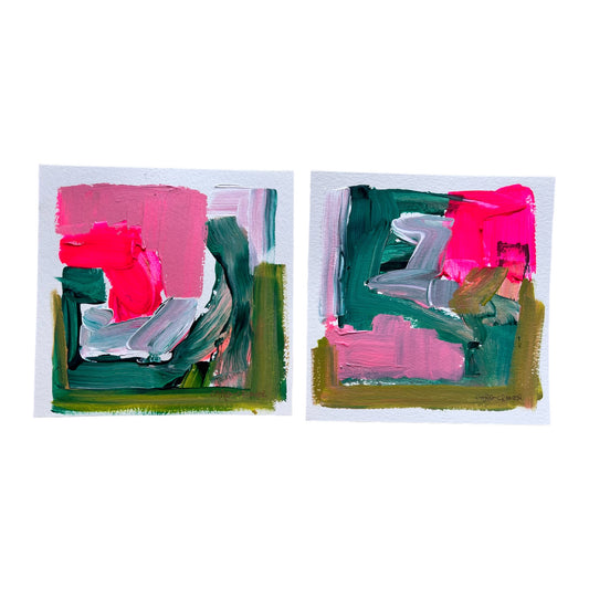 Set of Two 6x6 Abstract Paintings