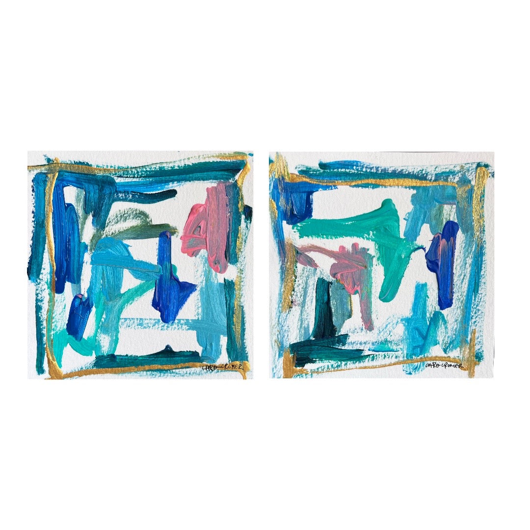 Set of Two 6x6 Abstract Paintings