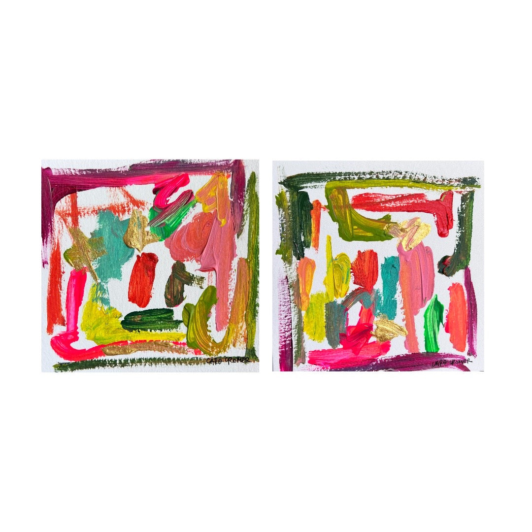 Set of Two 6x6 Abstract Paintings